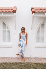 Lizza Maxi Dress - Pale Blue Print