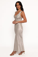 Lizza Maxi Dress - White Polkadot