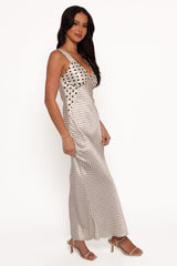 Lizza Maxi Dress - White Polkadot