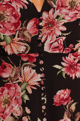 Logen Floral Midi Dress - Black Floral