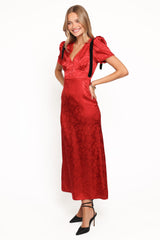 Lomandra Maxi Dress - Red Jacquard
