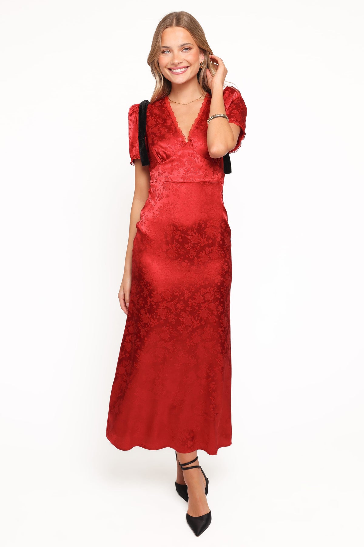Lomandra Maxi Dress - Red Jacquard