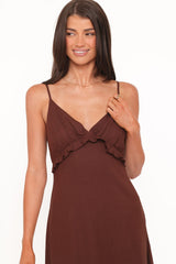 Lorella Midi Dress - Dark Brown