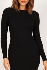 Louise Scoop Back Embellished Midi Dress - Black