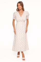 Mabella Midi Dress - Peach Ditsy Floral