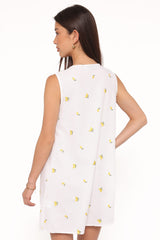 Madeline Mini Dress - Embroidered Lemons