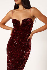 Madison Sequin Maxi Dress - Wine