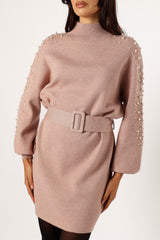 Maeve Long Sleeve Mini Dress - Mocha