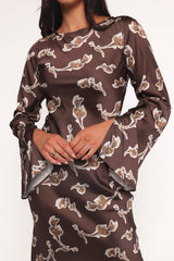 Maia Long Sleeve Maxi Dress - Chocolate Orchid