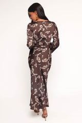 Maia Long Sleeve Maxi Dress - Chocolate Orchid