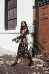 Maia Long Sleeve Maxi Dress - Chocolate Orchid