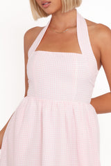 Margerie Halter Dress - Pink Gingham
