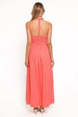Marie Halterneck Maxi Dress - Coral