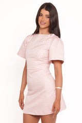 Marlene Mini Dress - Pink Rose Brocade