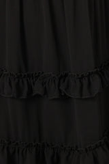 Marli Ruffle Midi Dress - Black