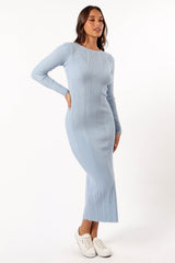 Mattie Long Sleeve Maxi Dress - Blue Grey