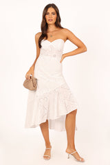 Melanie Strapless Midi Dress - White