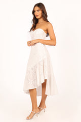 Melanie Strapless Midi Dress - White