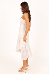 Melanie Strapless Midi Dress - White
