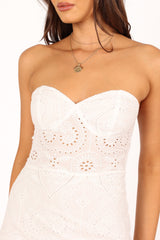 Melanie Strapless Midi Dress - White