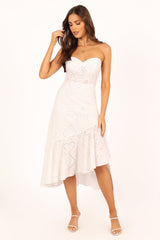 Melanie Strapless Midi Dress - White