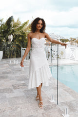 Melanie Strapless Midi Dress - White
