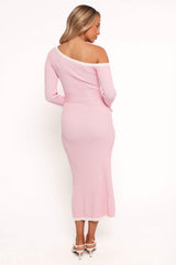Milan Off Shoulder Midi Dress - Pink
