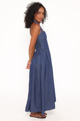 Milford Halterneck Midi Dress - Dark Denim