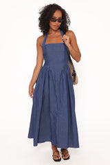 Milford Halterneck Midi Dress - Dark Denim