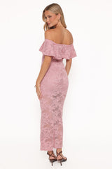 Mirelle Off Shoulder Lace Maxi Dress - Pink