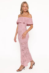 Mirelle Off Shoulder Lace Maxi Dress - Pink