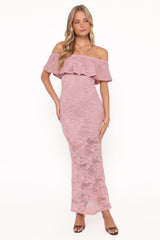 Mirelle Off Shoulder Lace Maxi Dress - Pink