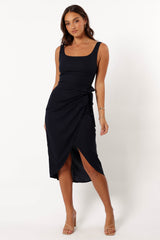 Misty Wrap Midi Dress - Navy