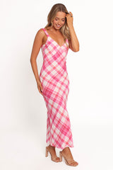 Morghan Midi Dress - Pink Check