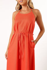 Nadine Halterneck Midi Dress - Coral