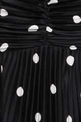 Naira Pleated Maxi Dress - Black Polka Dot
