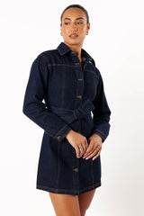 Natala Long Sleeve Mini Dress - Denim