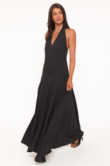 Natalie Halterneck Maxi Dress - Black Polka Dot