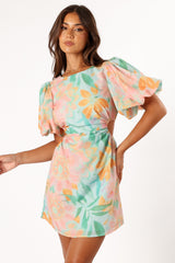Natalie Puff Sleeve Mini Dress - Coral Print