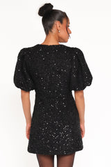 Natasha Boucle Mini Dress - Black