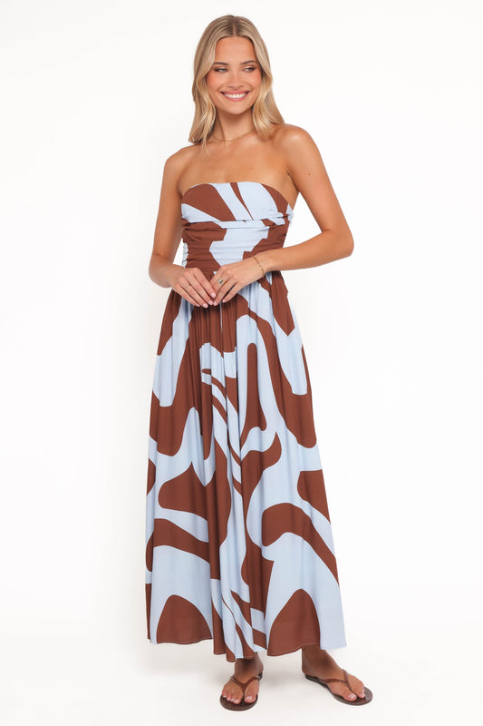 Nesta Maxi Dress - Brown/Blue