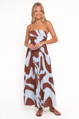 Nesta Maxi Dress - Brown/Blue