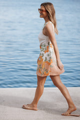 Noriko Shift Mini Dress - Yellow Spring Floral