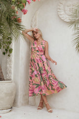 Oasis Midi Dress - Pink Rio