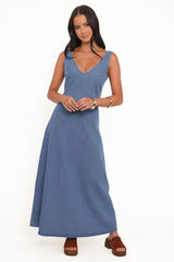 Odelia Denim Maxi Dress - Indigo