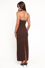 Ongelique Halterneck Maxi Dress - Brown