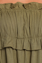Orion Frill Strap Mini Dress - Olive