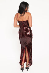 Orlena Sequin Midi Dress - Burgundy