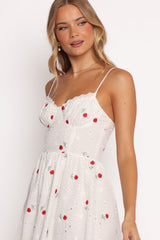 Paloma Maxi Dress - White Red Floral