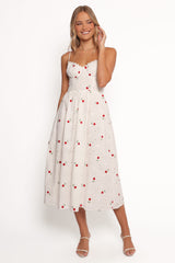 Paloma Maxi Dress - White Red Floral